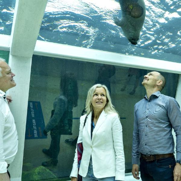 Peter Krusborg, Laila Zielke og Karl Henrik Laursen på Nordsøen Oceanarium