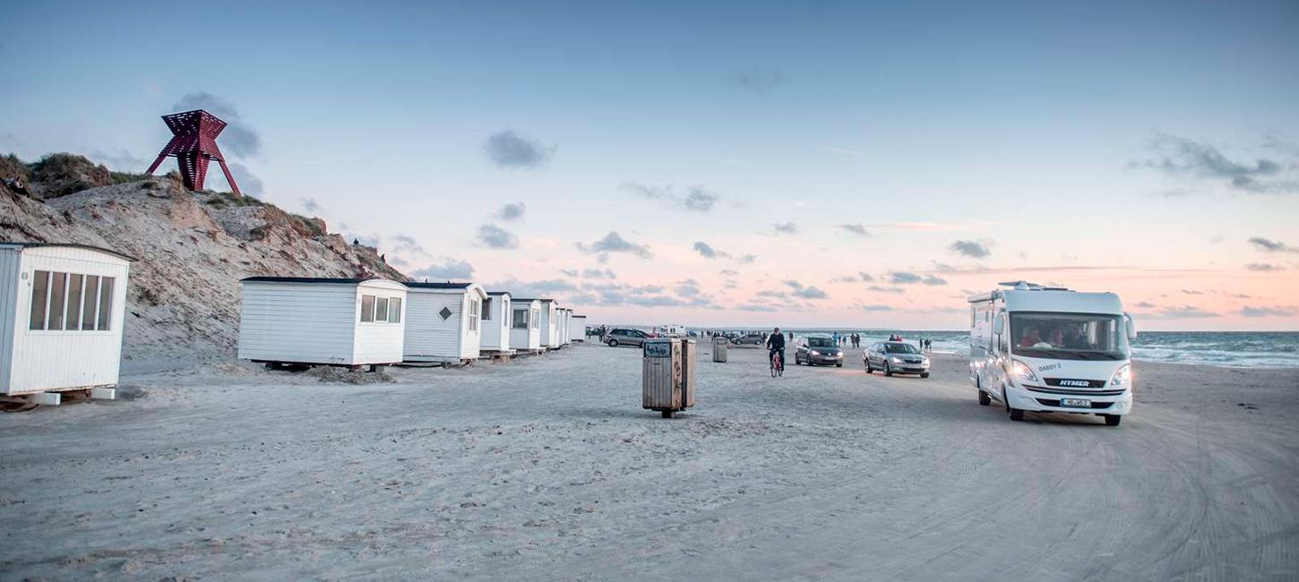 Autocamper på stranden i Blokhus