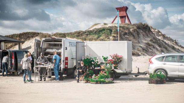 Fiskehandler på Blokhus Strand